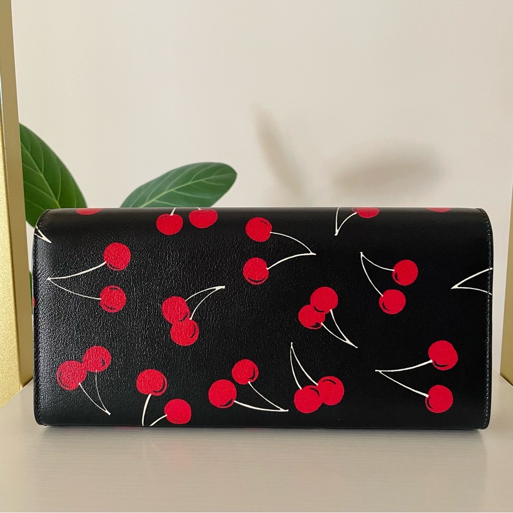 Yves Saint Laurent Black Clutch with Red Cherry Design - Picture 2 of 8